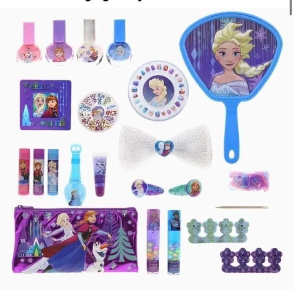 Disney Frozen Deluxe Girl’s Cosmetic Beauty Nail Hair Gift Set w/ Elsa Mirror